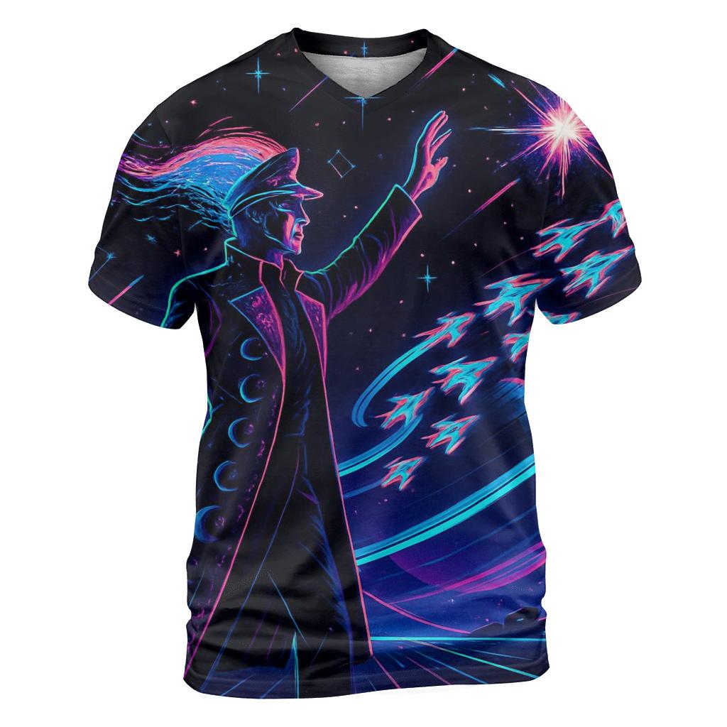 Aurora Circuit Starship Parade artistic all-over print tops