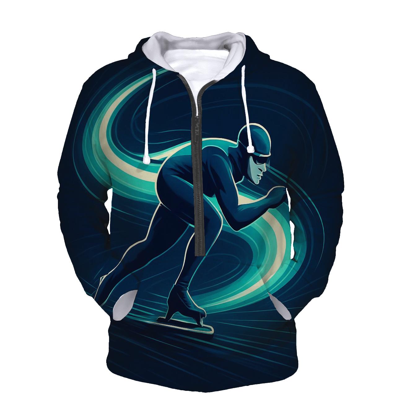 Glacier Sprint Speed Skating Night Poster heavyweight hoodies