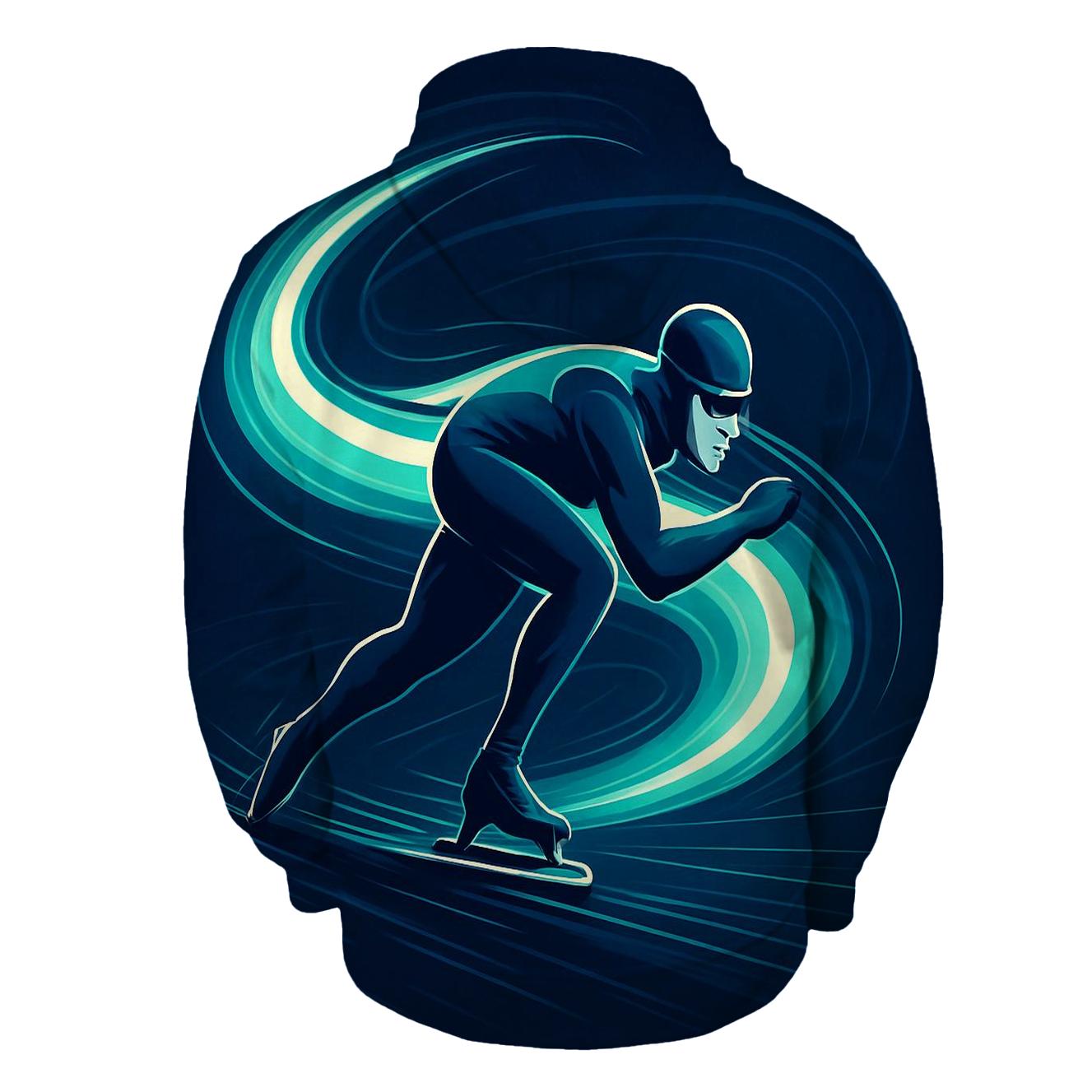 Glacier Sprint Speed Skating Night Poster heavyweight hoodies