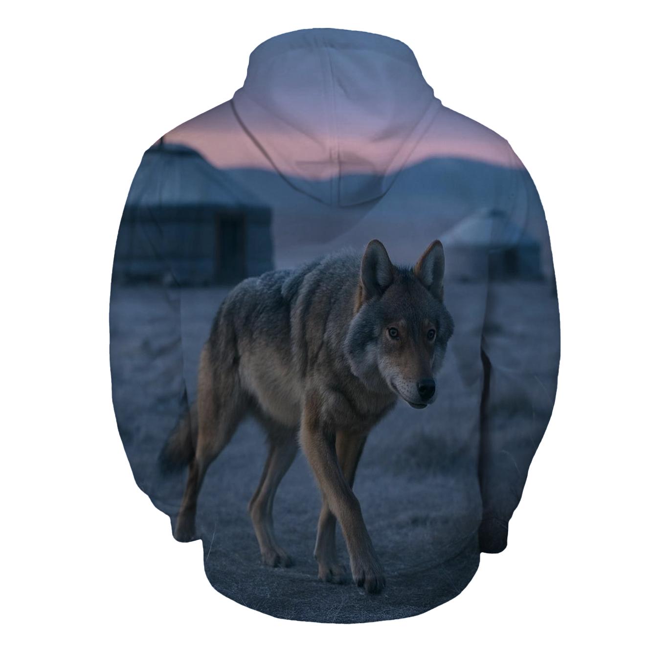 Steppe Wolf Crossing Eagle Festival Grounds At Dawn pullover hoodies