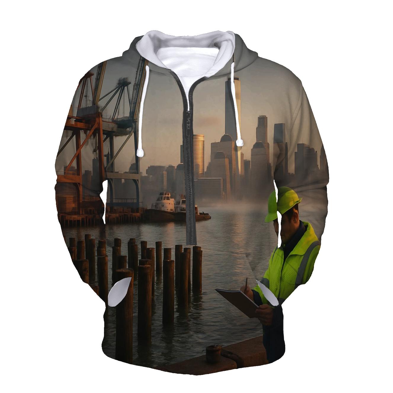Red Hook Dawn With Working Waterfront And Lower Manhattan custom hoodies