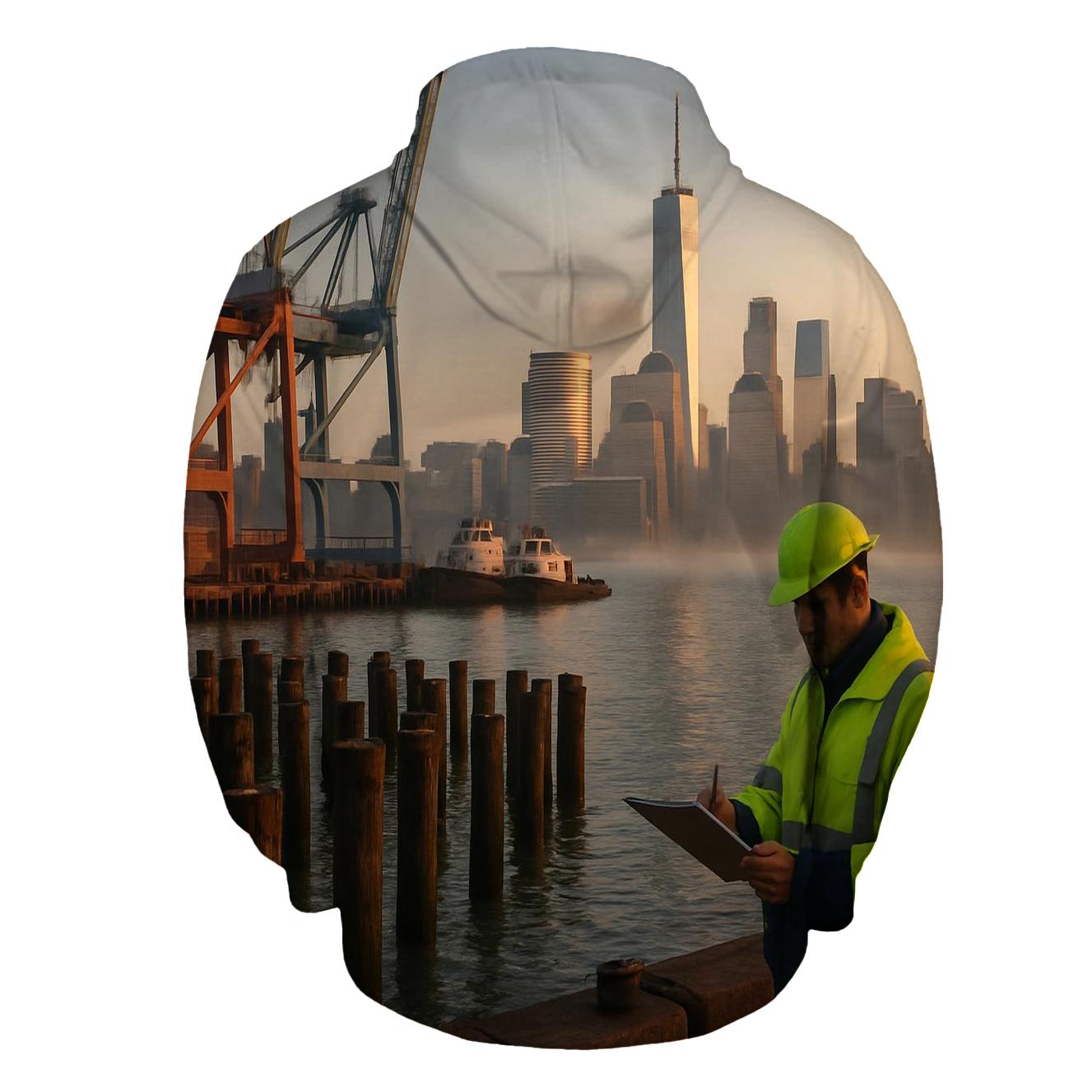 Red Hook Dawn With Working Waterfront And Lower Manhattan custom hoodies