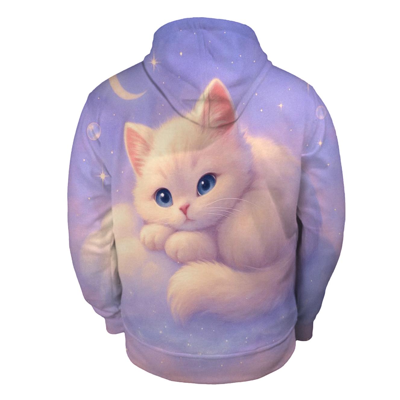 Moonlit Marshmallow Cloud Kitten pullover hoodies