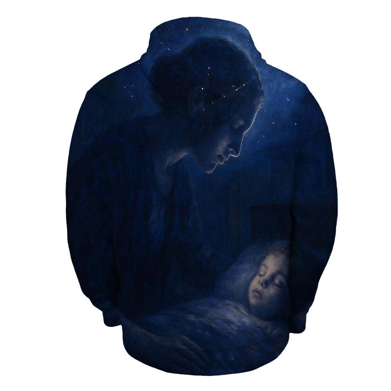 Constellation Lullaby: The Night She Kept The Dark Gentle embroidered hoodies