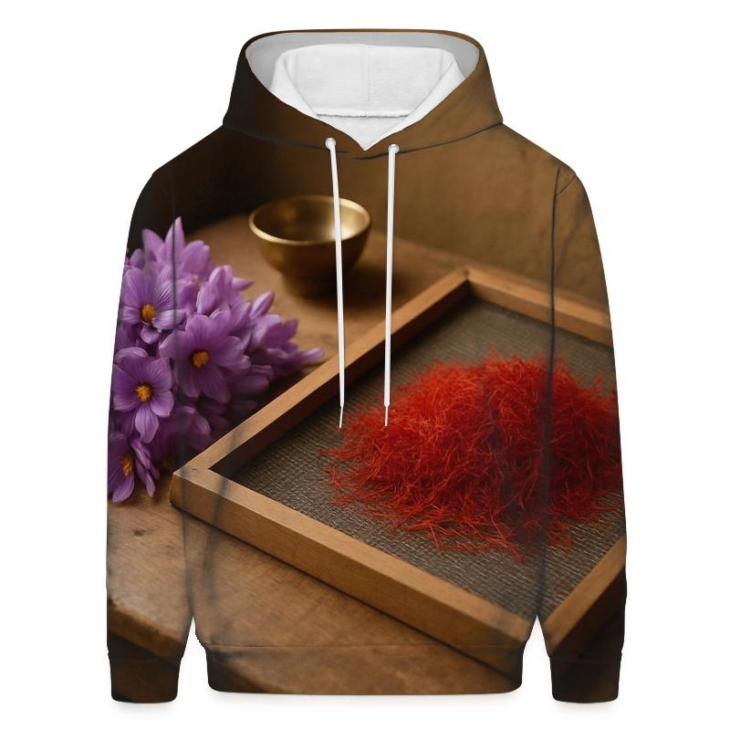 Saffron Crocus Stigmas On A Drying Screen In Kashmir zip-up hoodies