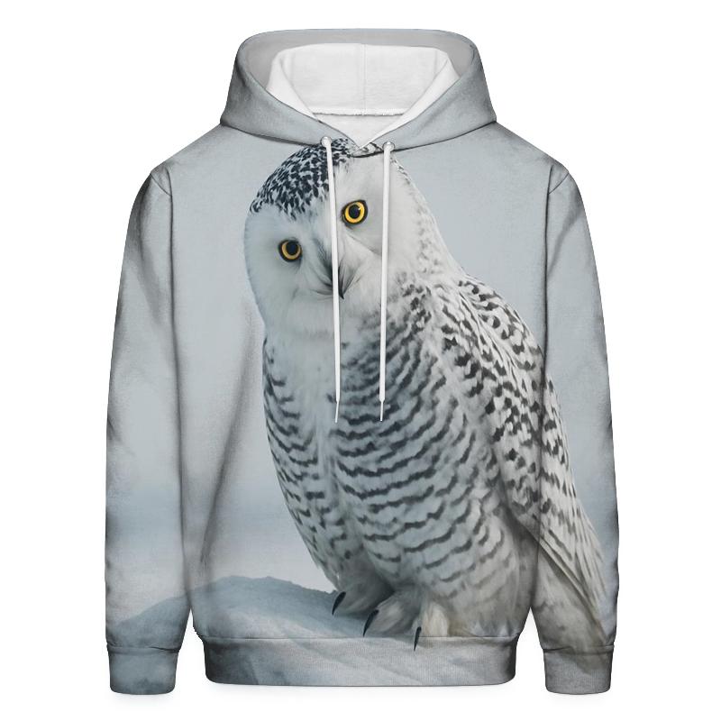 Frostline Listener Snowy Owl embroidered hoodies