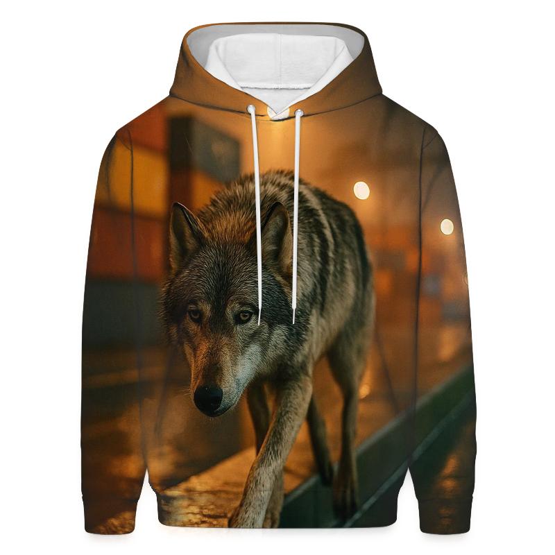 Harbor Breakwater Wolf Under Sodium Lights zip-up hoodies