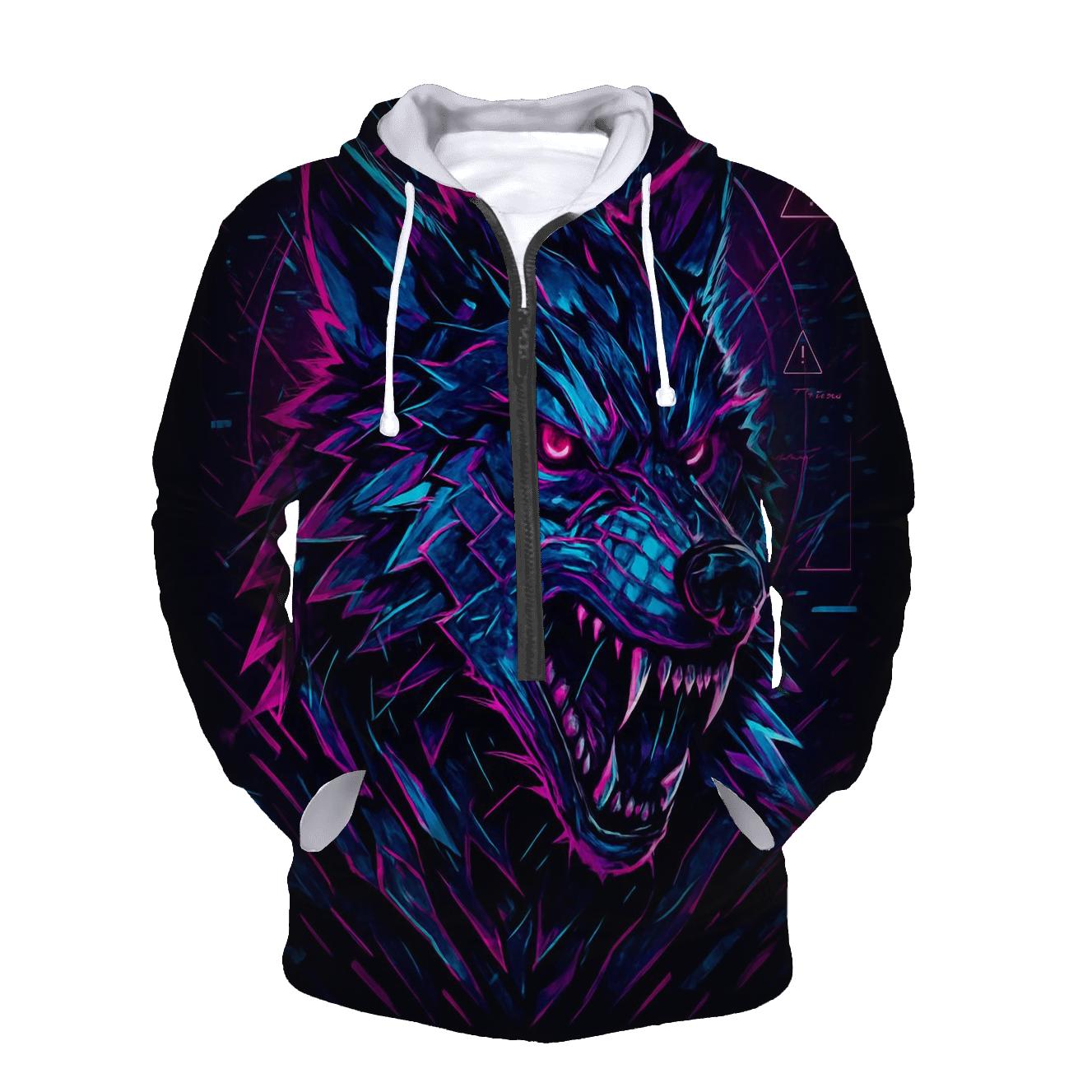 Neon Faultline Alpha Wolf hoodie styles