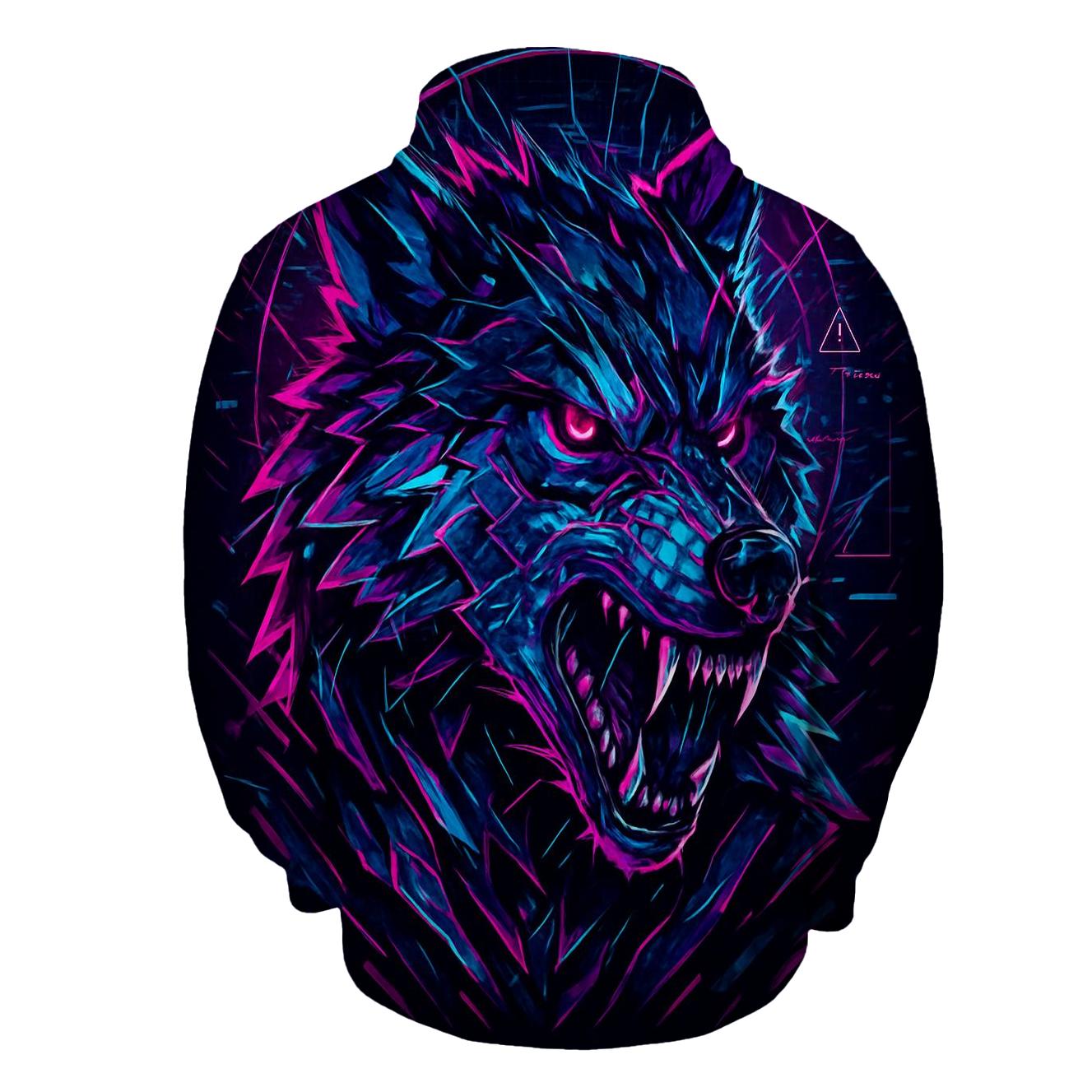 Neon Faultline Alpha Wolf hoodie styles
