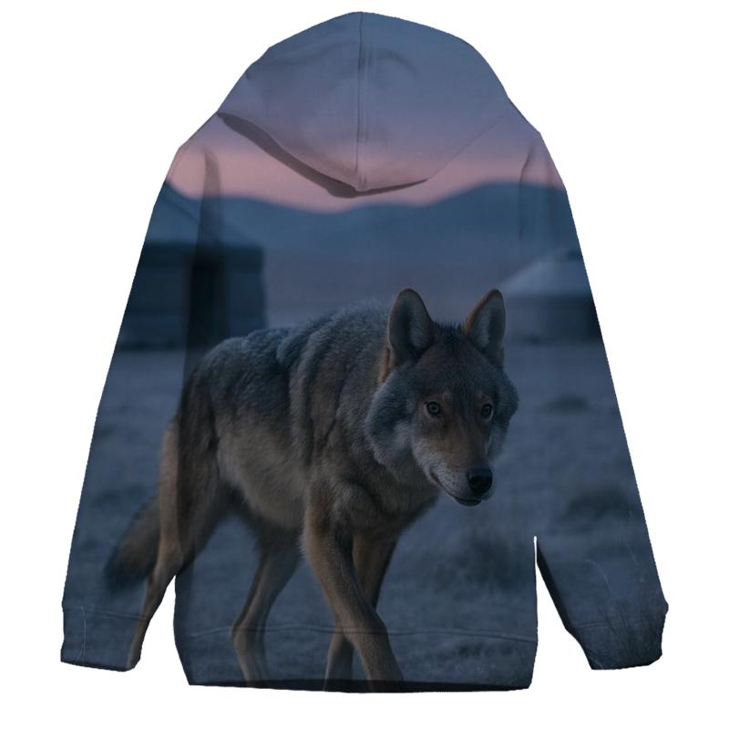 Steppe Wolf Crossing Eagle Festival Grounds At Dawn lightweight hoodies