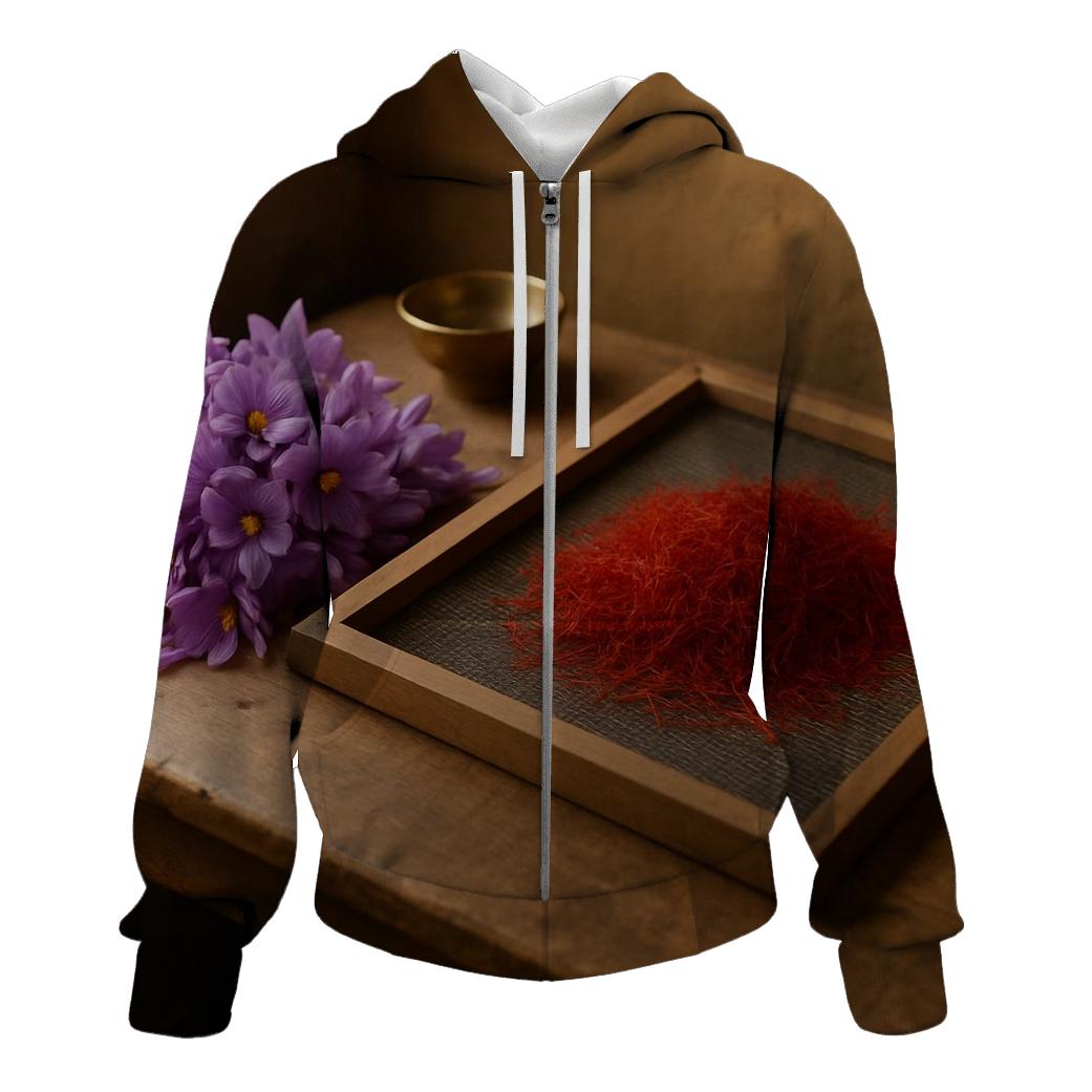 Saffron Crocus Stigmas On A Drying Screen In Kashmir custom hoodies