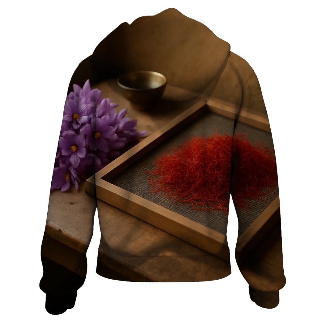 Saffron Crocus Stigmas On A Drying Screen In Kashmir custom hoodies