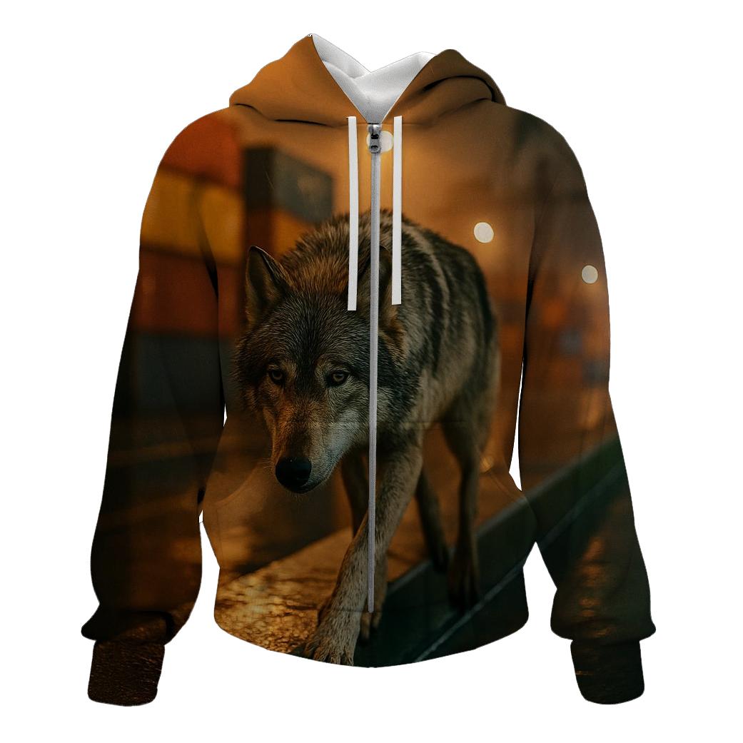 Harbor Breakwater Wolf Under Sodium Lights designer hoodies