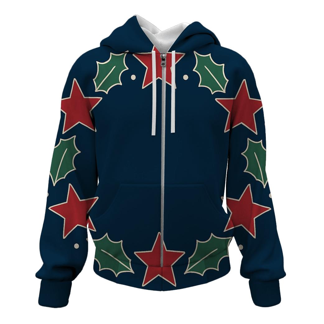 Aurora Star Wreath Of Holly printed hoodies