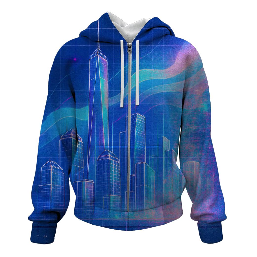 Prismatic City Blueprint Mirage zip-up hoodies