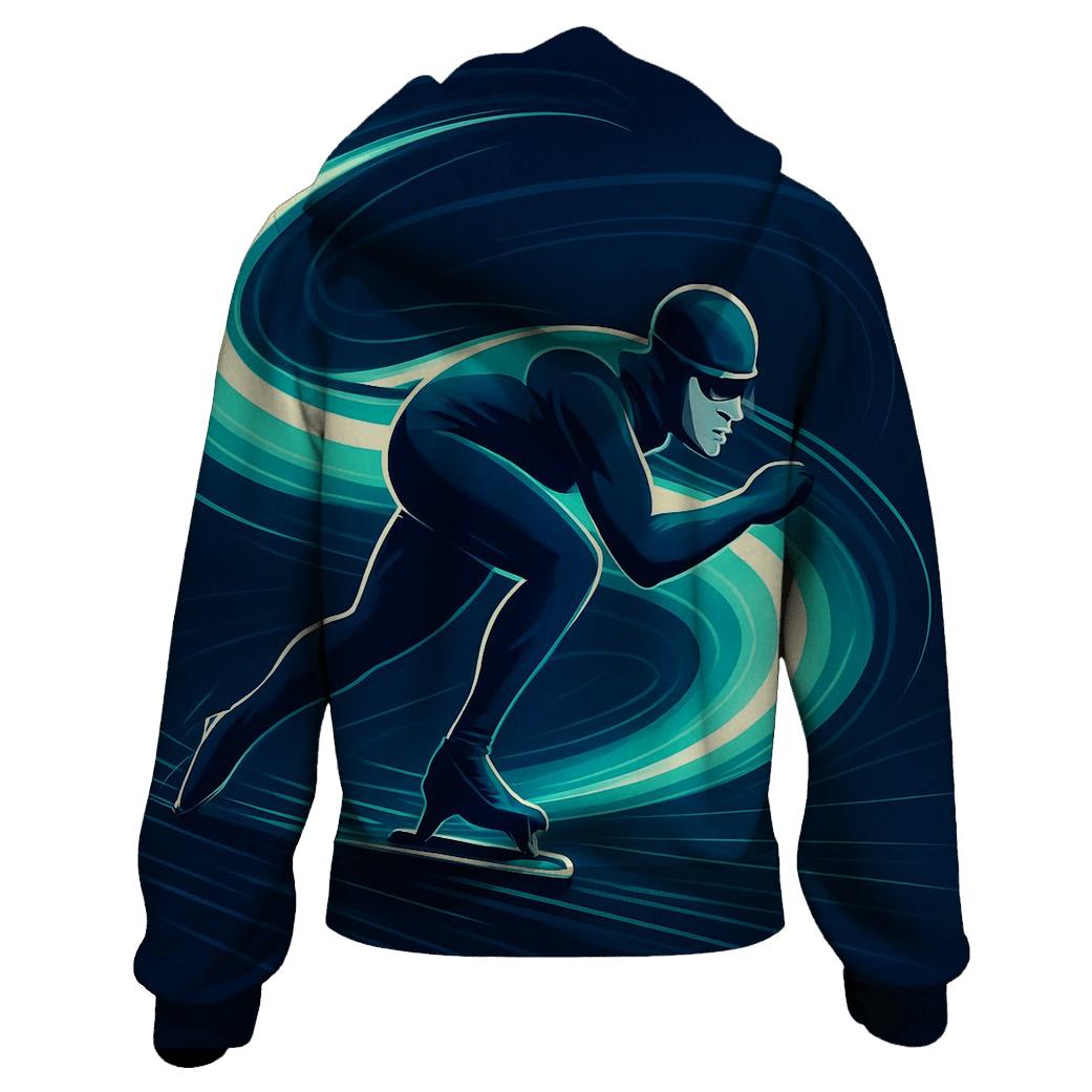 Glacier Sprint Speed Skating Night Poster heavyweight hoodies