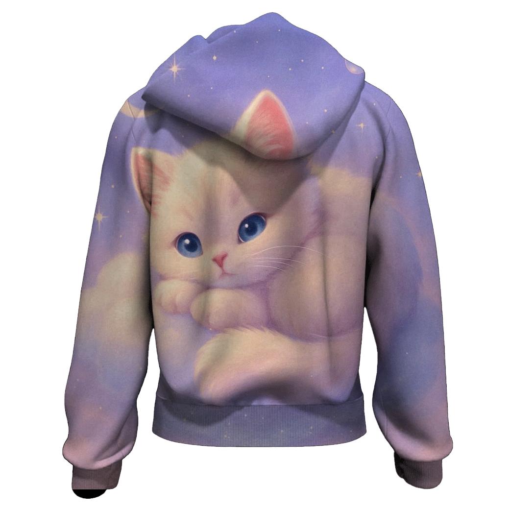 Moonlit Marshmallow Cloud Kitten pullover hoodies