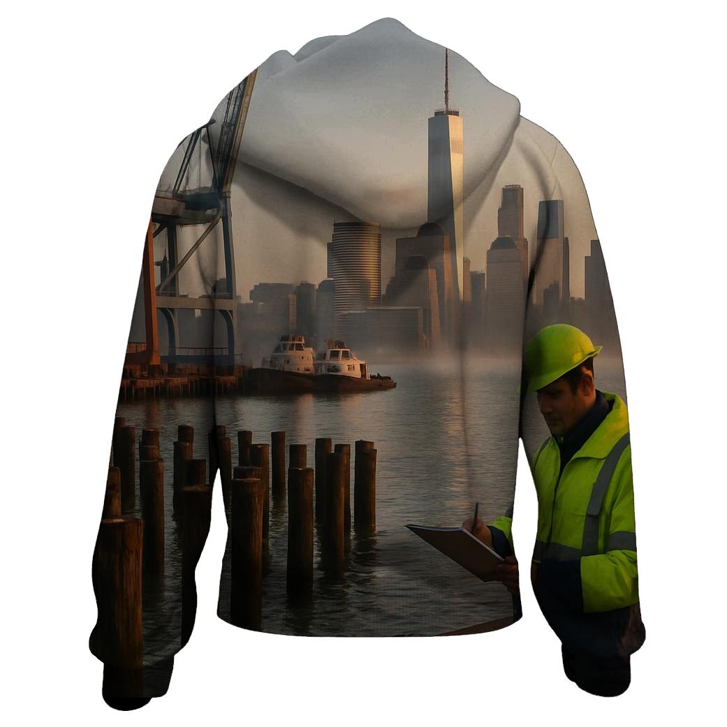 Red Hook Dawn With Working Waterfront And Lower Manhattan pullover hoodies