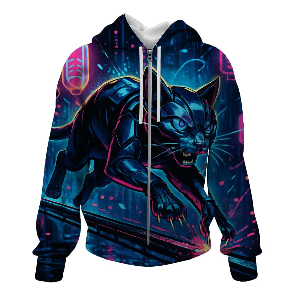 Neon Railrunner Alley Cat embroidered hoodies