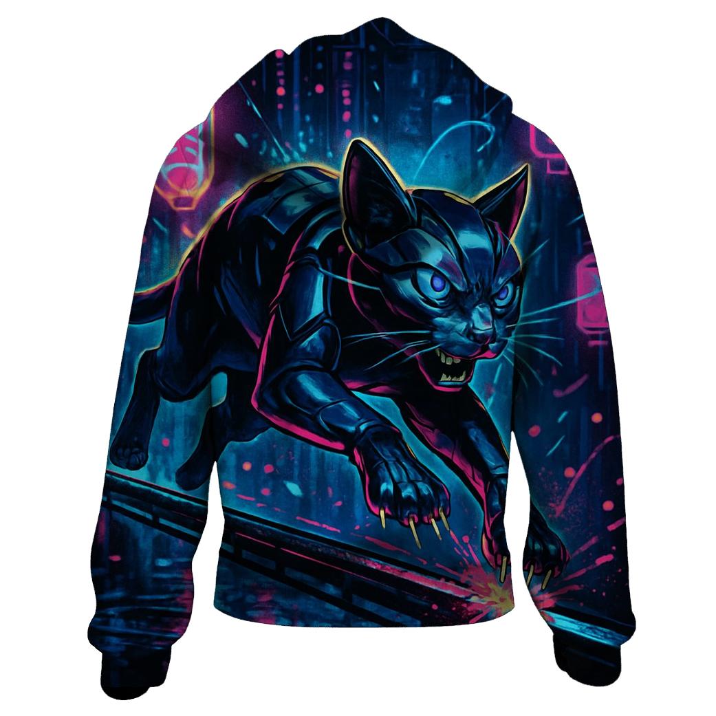 Neon Railrunner Alley Cat embroidered hoodies