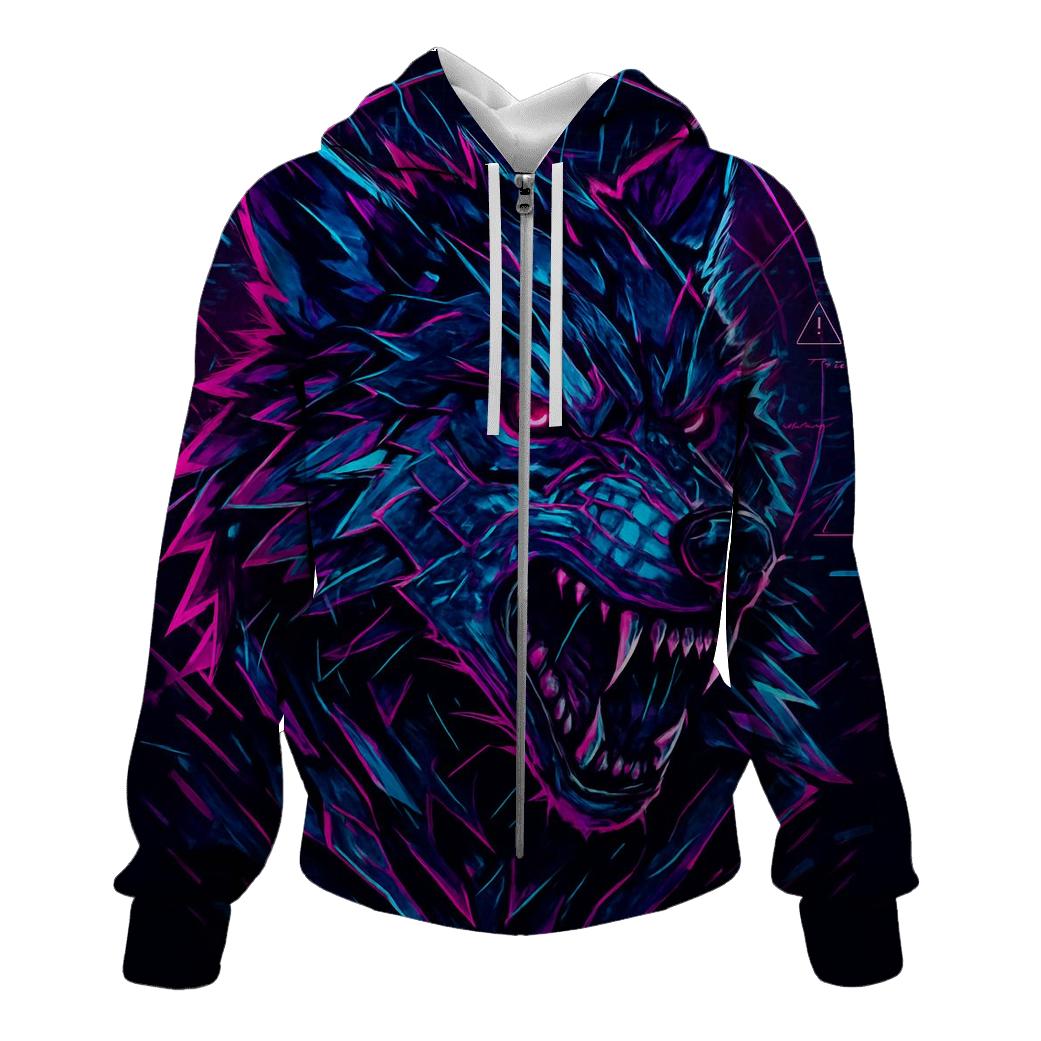 Neon Faultline Alpha Wolf hoodie styles