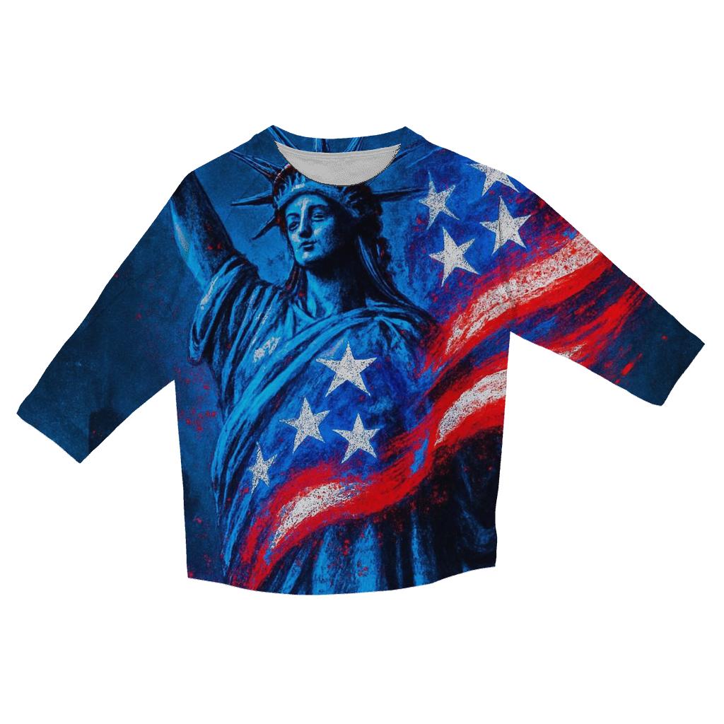 Neon Liberty Surge Flag fashion 3/4 sleeve shirts