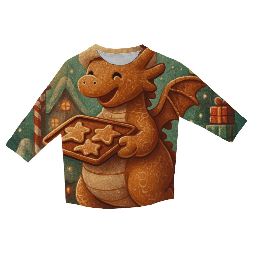 Gingerbread Dragon Bakery Blizzard trendy 3/4 sleeve tops