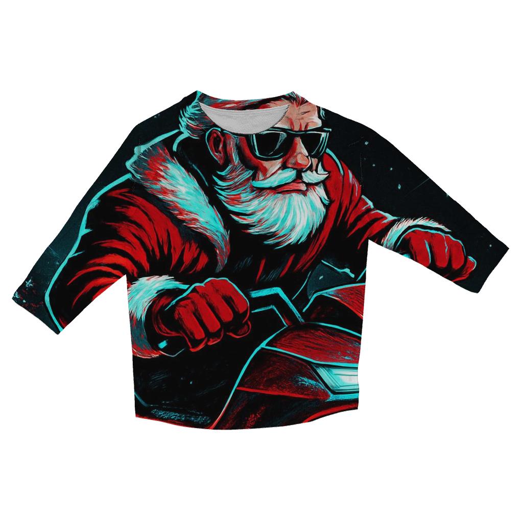Neon Sleigh Night Rider Santa personalized 3/4 sleeve tees