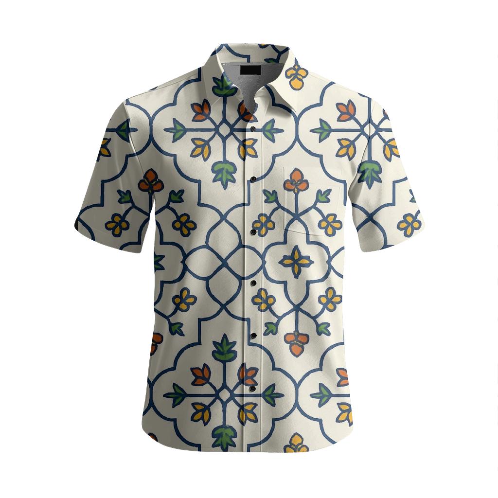 Mughal Jali Star Ogee Garden Lattice custom embroidered shirts