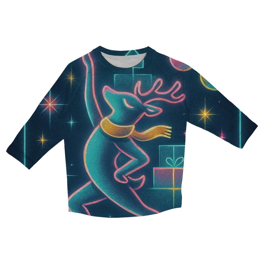 Reindeer Disco Ornament Rink fashion 3/4 sleeve shirts