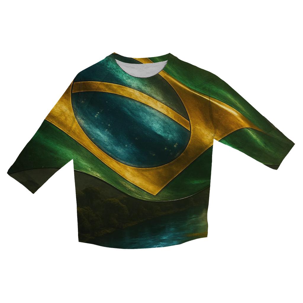 Metallic Brazil Sky River trendy 3/4 sleeve tops