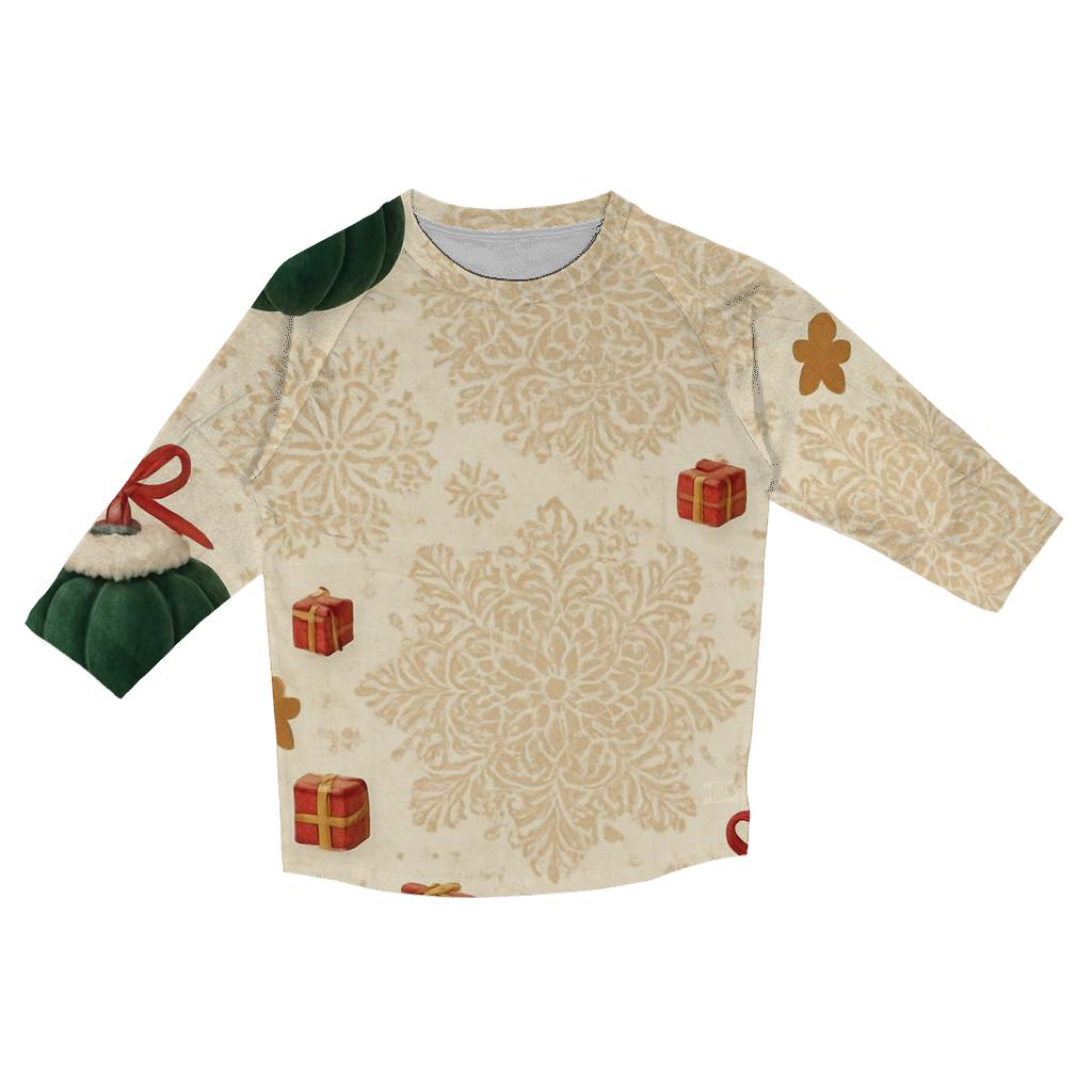 Ivory Snowflake Medallion Scatter With Emerald Pumpkin Baubles designer 3/4 sleeve blouses