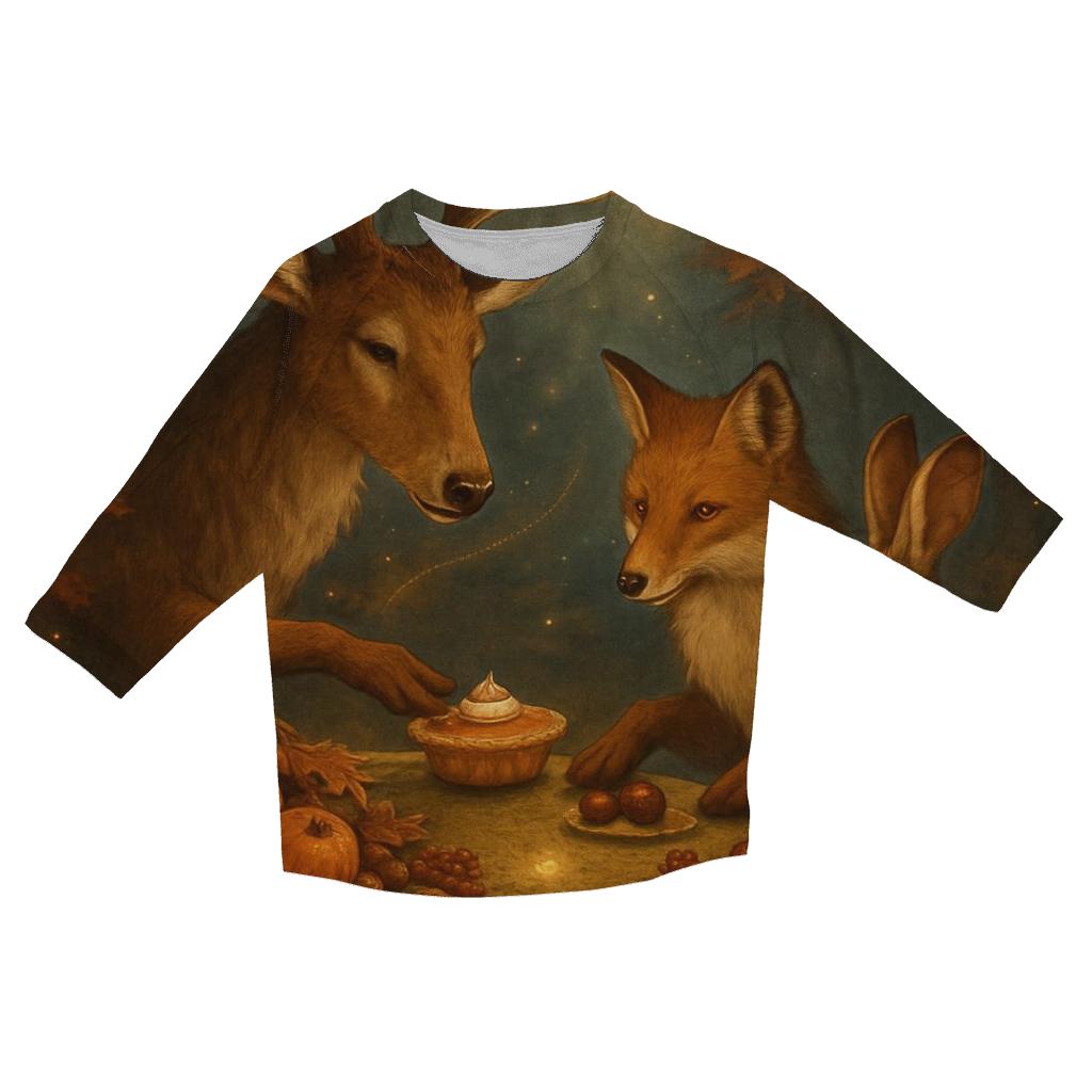 Moonlit Maple Feast For Woodland Friends cotton quarter sleeve shirts