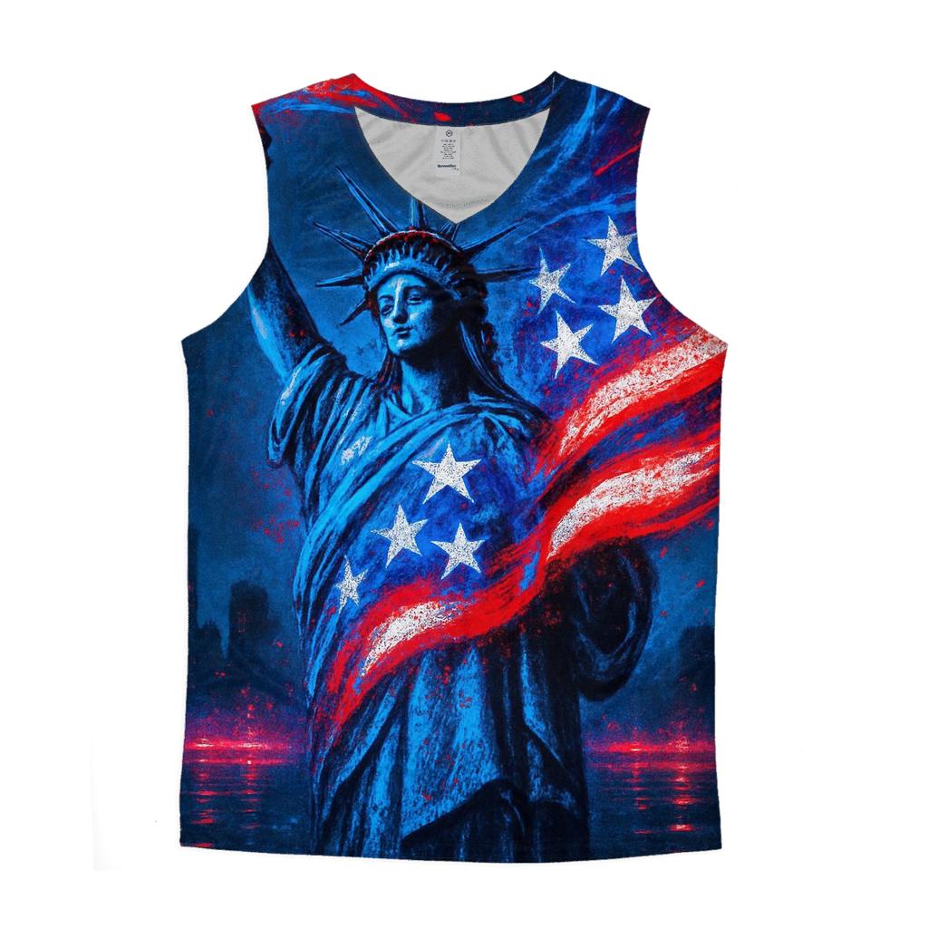 Neon Liberty Surge Flag personalized athletic tanks