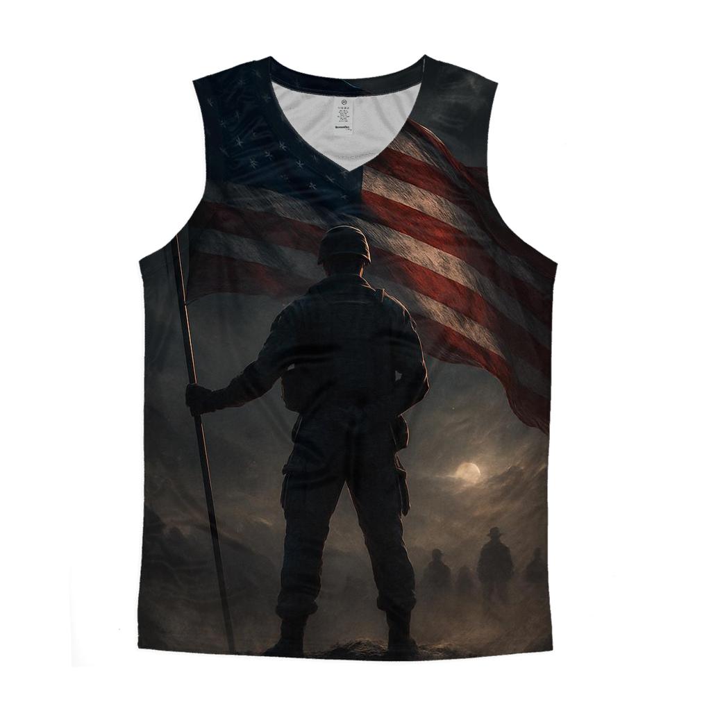 Starlit Sentinel Over The Freedom Ridge stylish racerback tanks