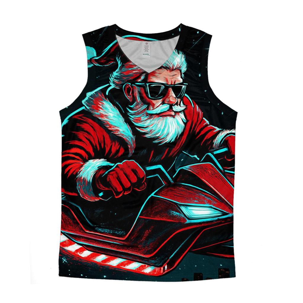 Neon Sleigh Night Rider Santa personalized athletic tanks