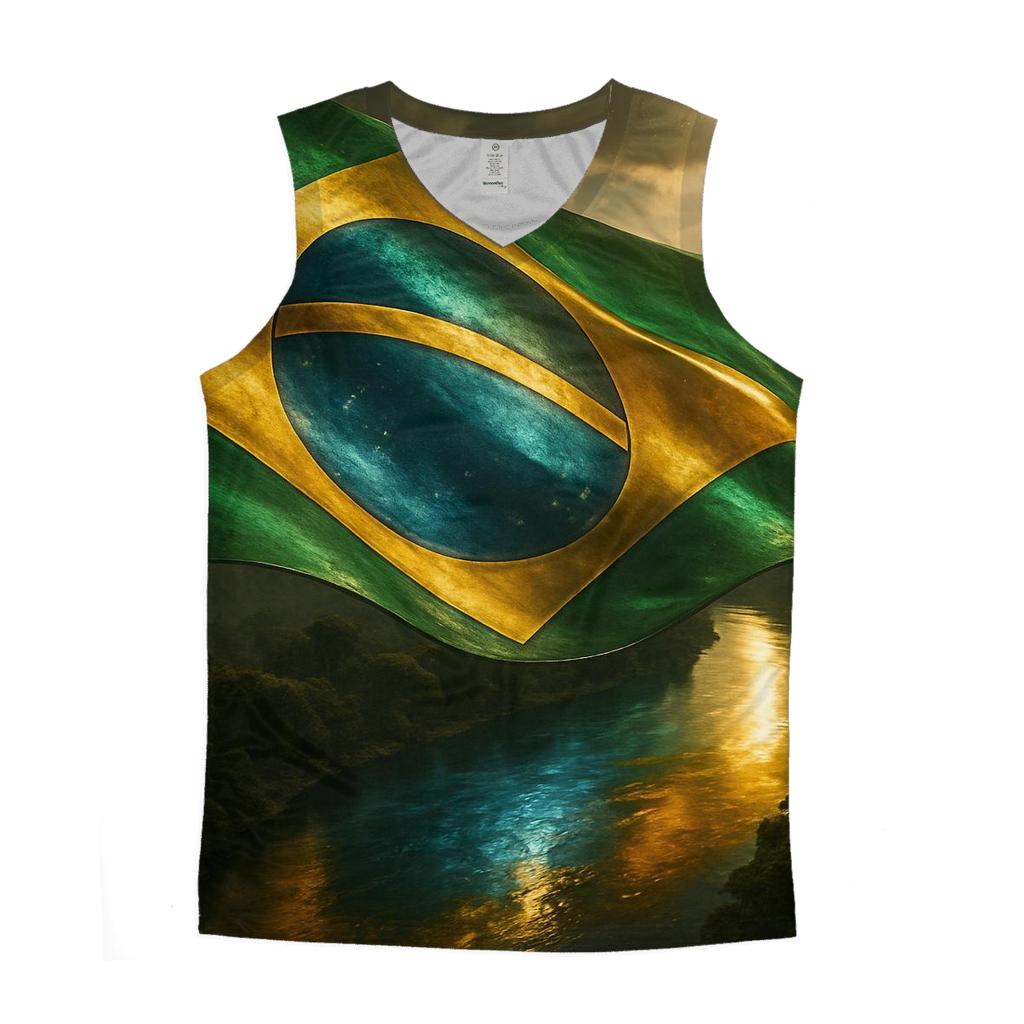 Metallic Brazil Sky River trendy fitted tank tops