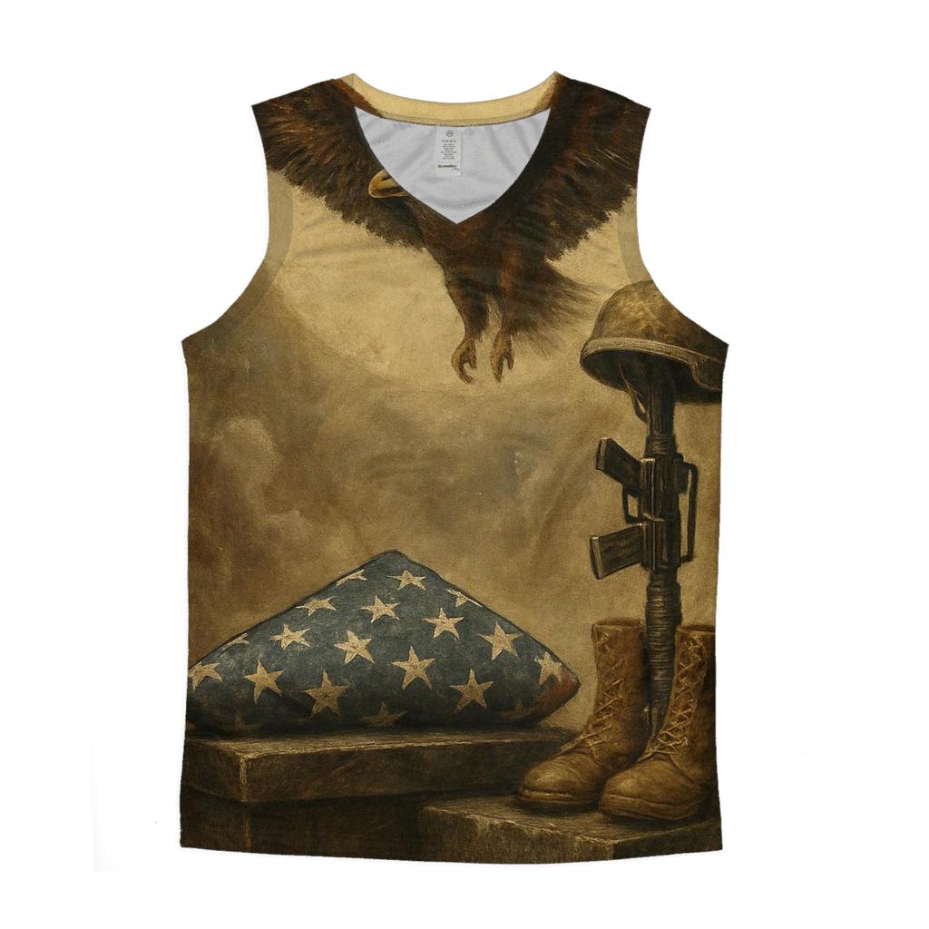 Memorial Fold And Rising Eagle Halo graphic print tank tops