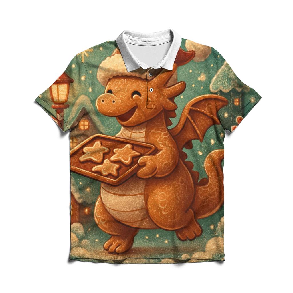 Gingerbread Dragon Bakery Blizzard embroidered polo tops