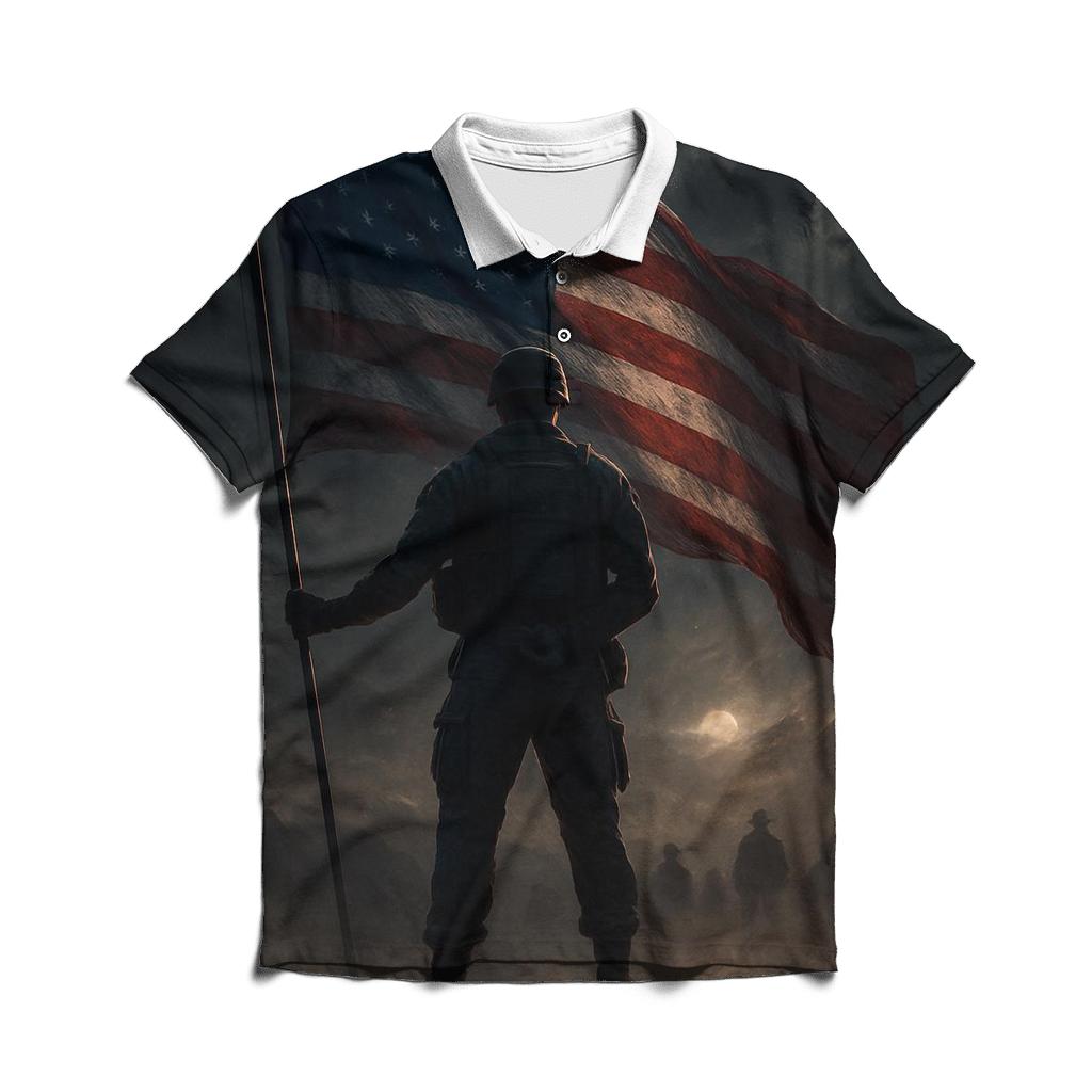 Starlit Sentinel Over The Freedom Ridge branded logo polo shirts