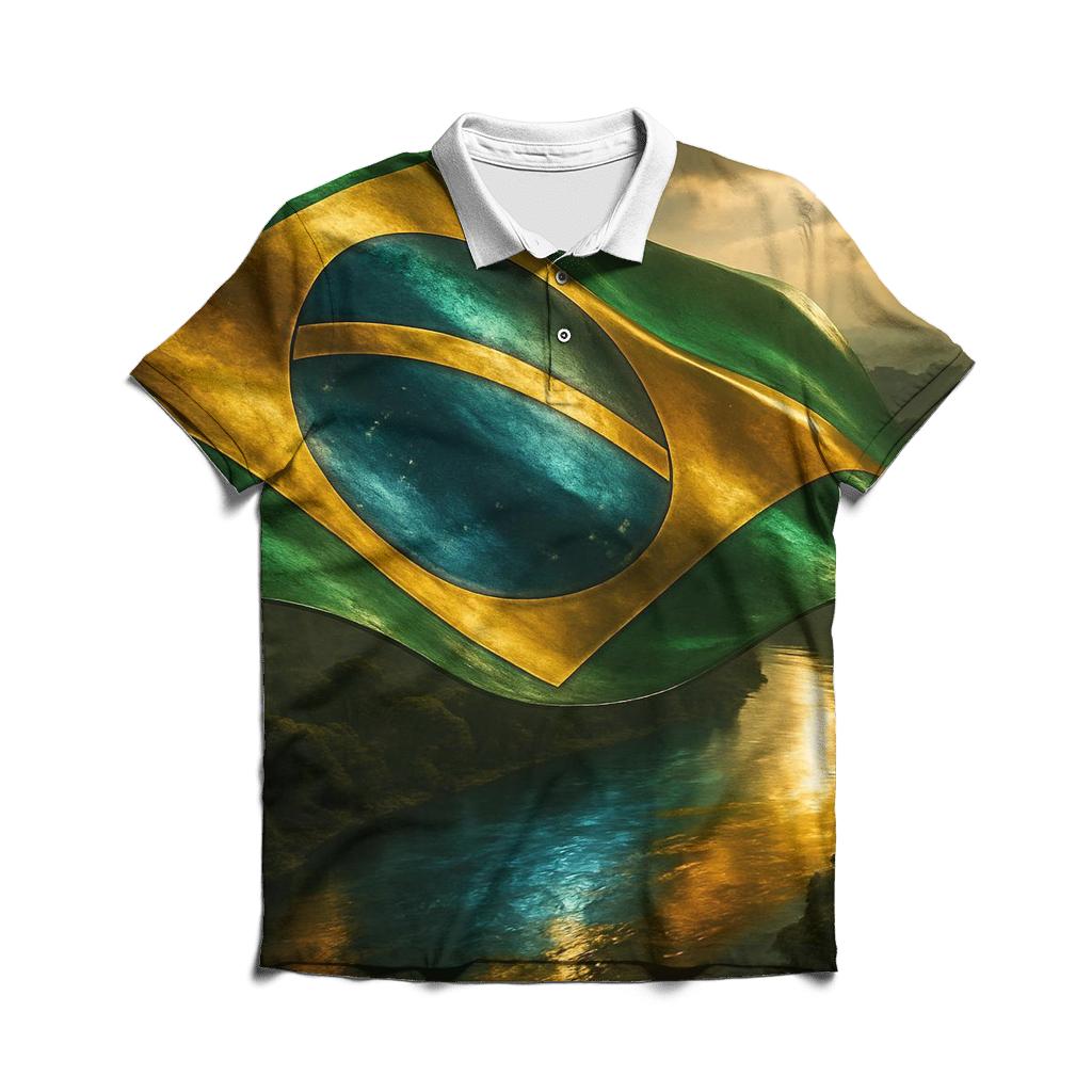 Metallic Brazil Sky River designer slim fit polos