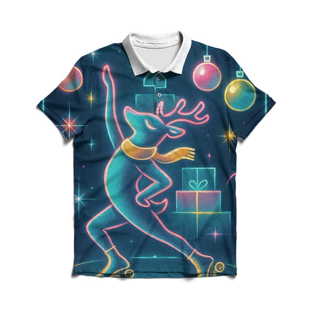 Reindeer Disco Ornament Rink casual sports polo shirts