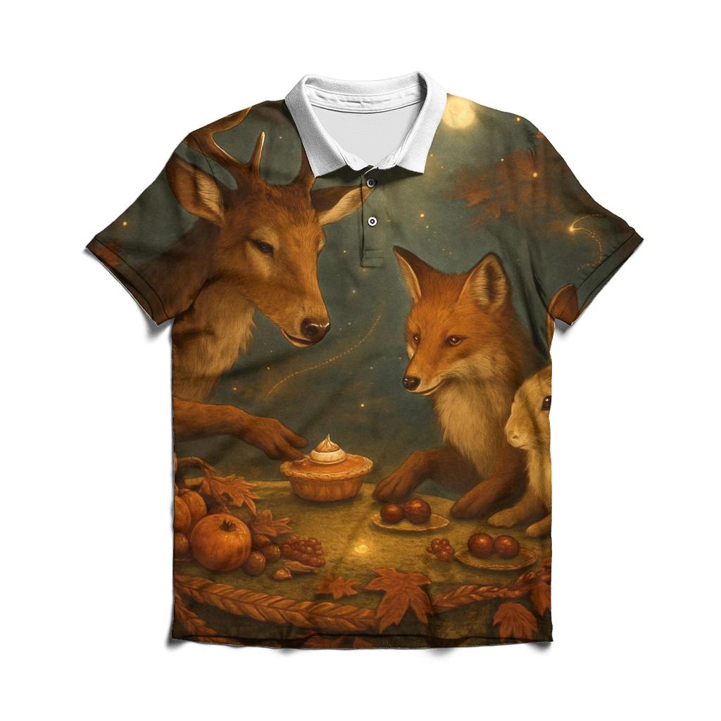 Moonlit Maple Feast For Woodland Friends personalized polo shirts
