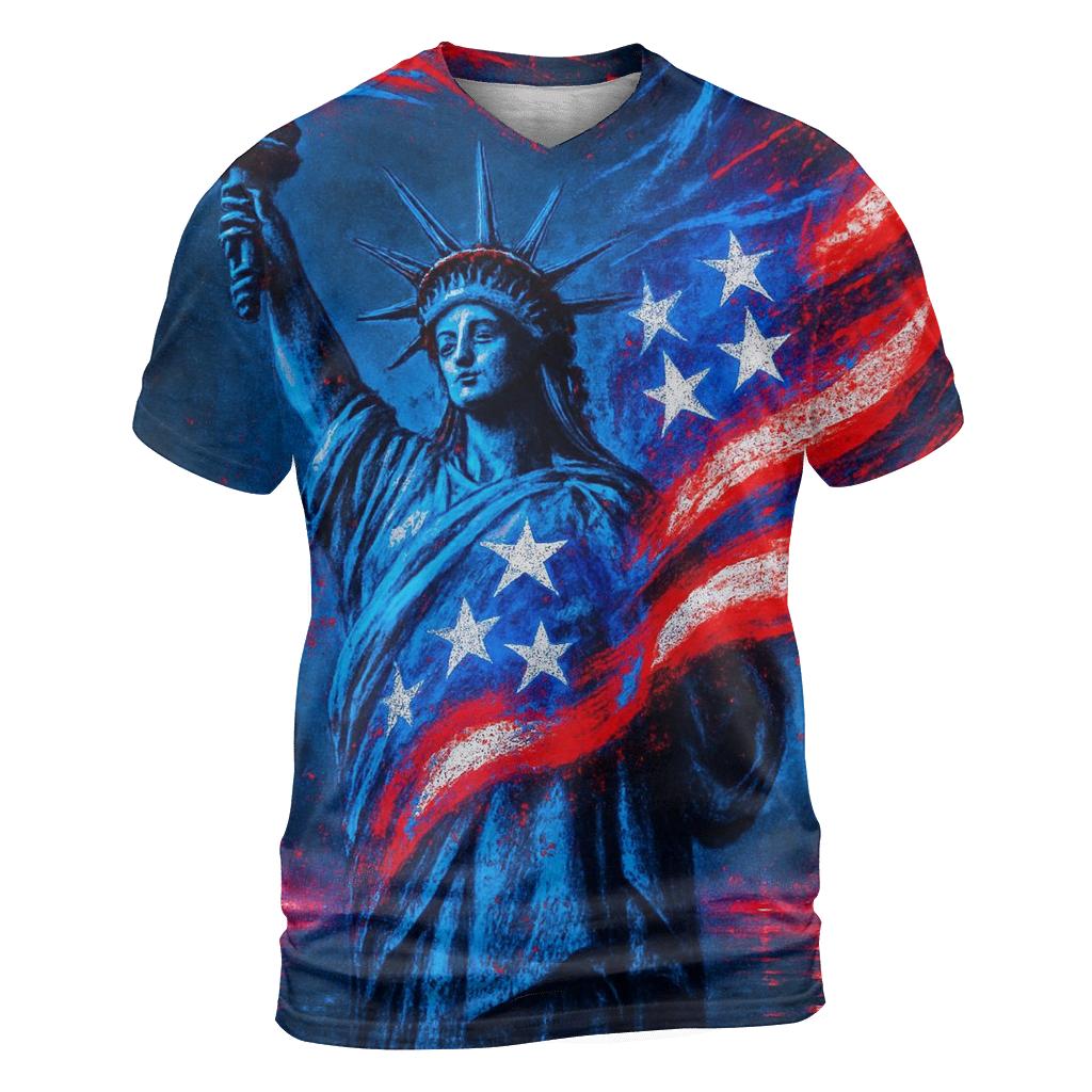 Neon Liberty Surge Flag creative print fashion shirts