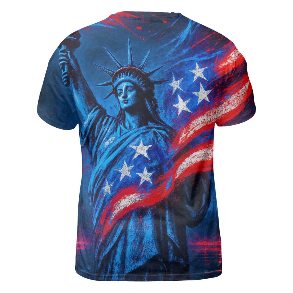 Neon Liberty Surge Flag creative print fashion shirts