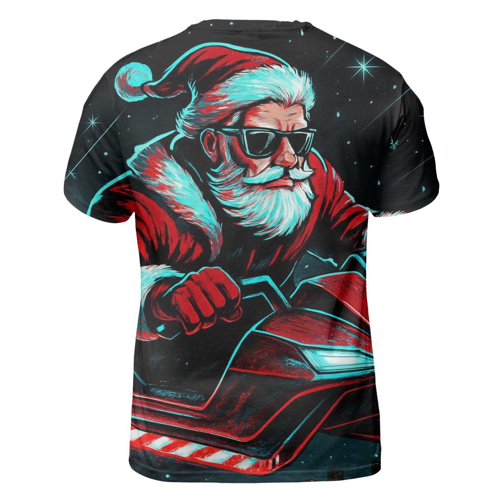 Neon Sleigh Night Rider Santa creative print fashion shirts