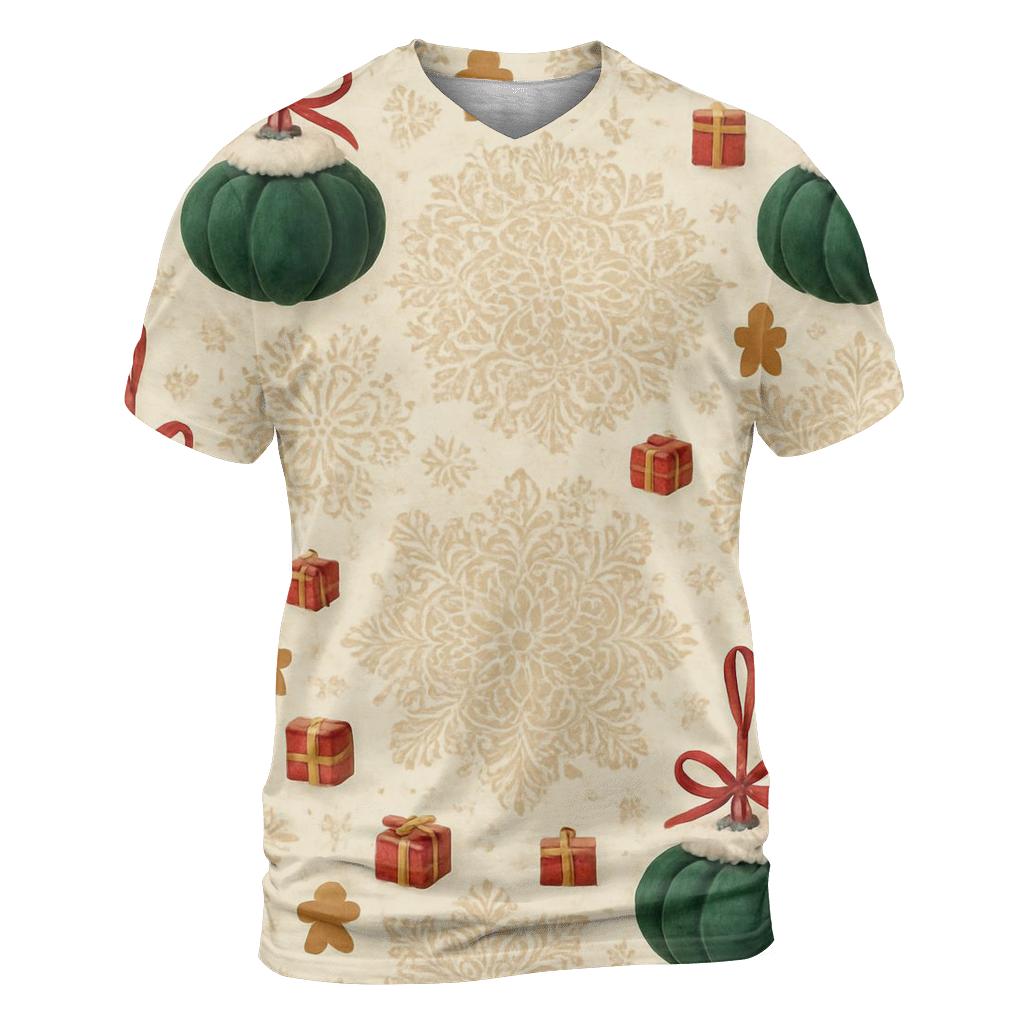Ivory Snowflake Medallion Scatter With Emerald Pumpkin Baubles custom all-over print shirts