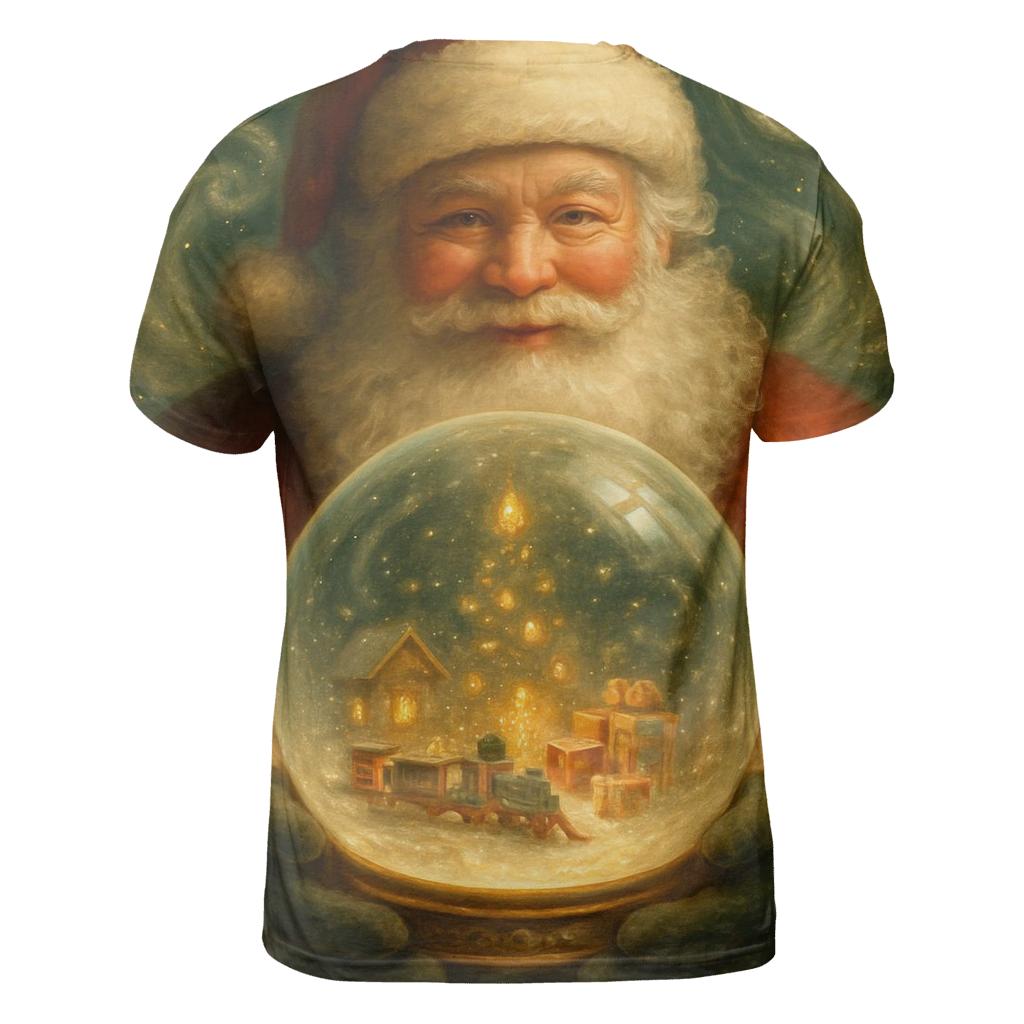 Workshop Snow Globe Master Santa statement graphic shirts