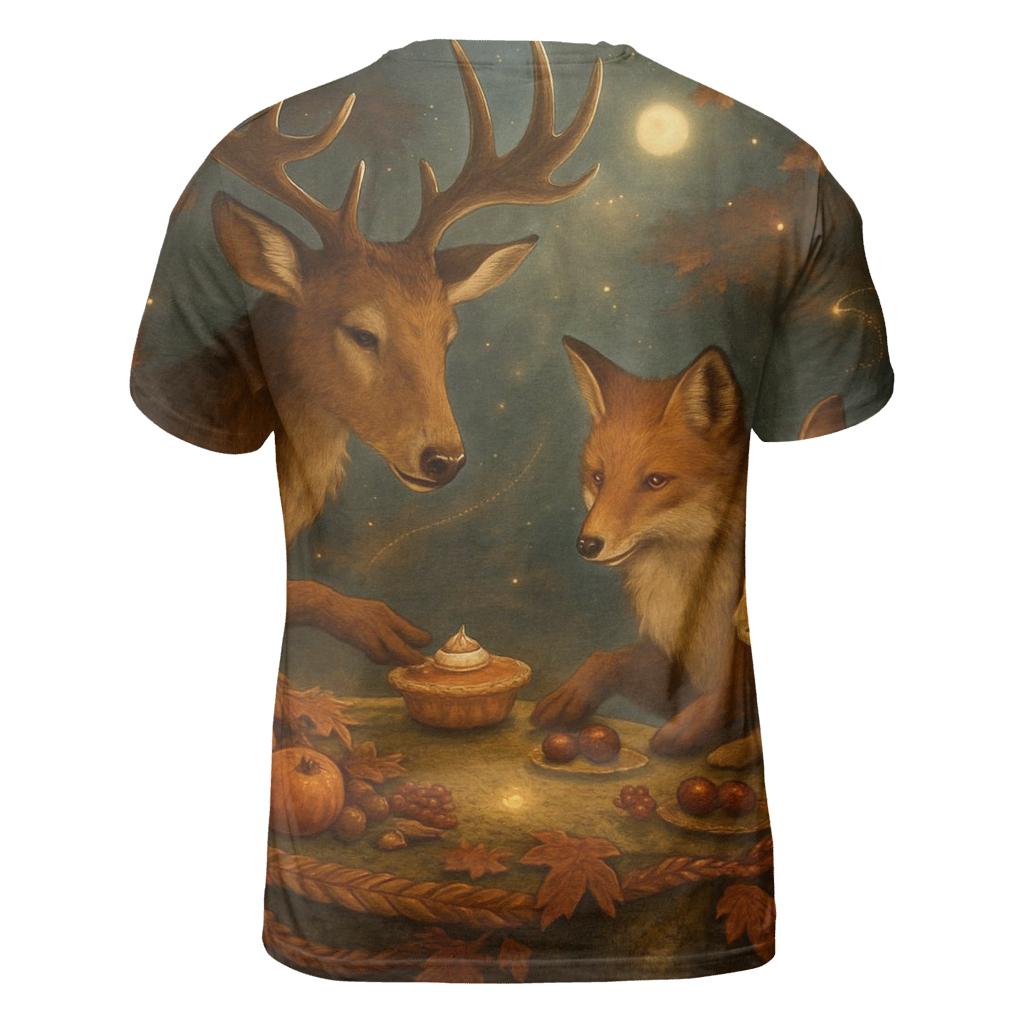 Moonlit Maple Feast For Woodland Friends vibrant all-over design tees