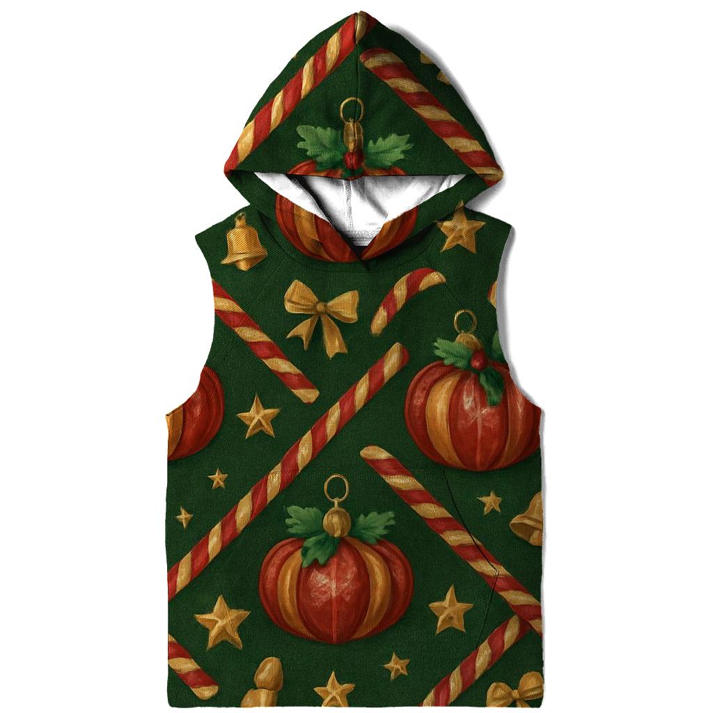 Crimson Pumpkin Ornament Lattice On Pine Green Background premium hoodies